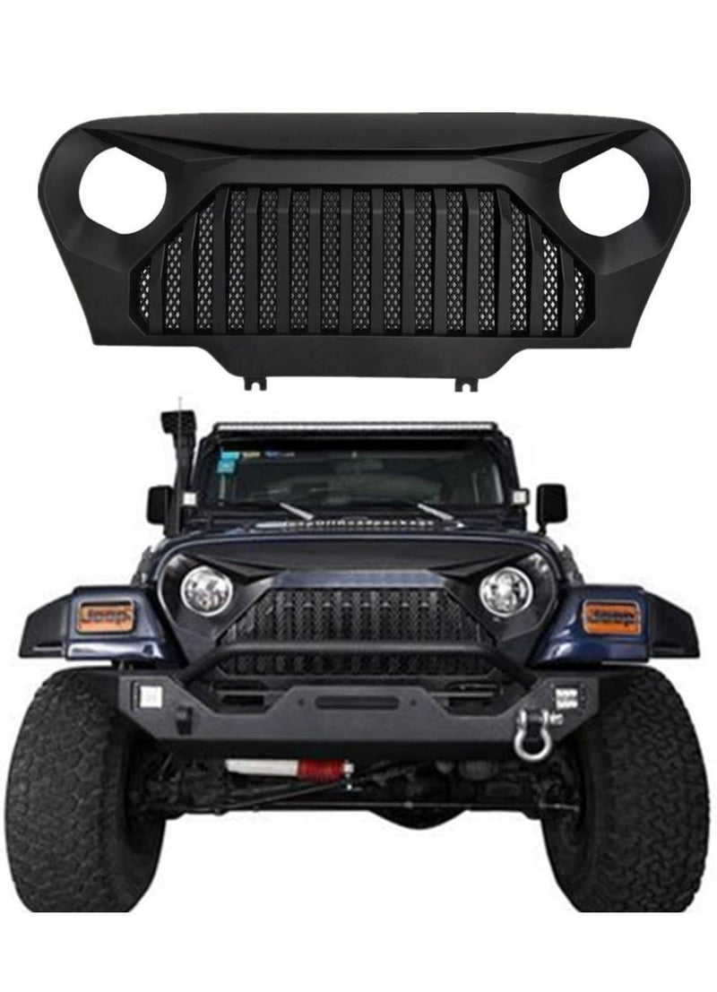 Matte Black Front Grill Grid W/Mesh For Jeep Wrangler TJ LJ