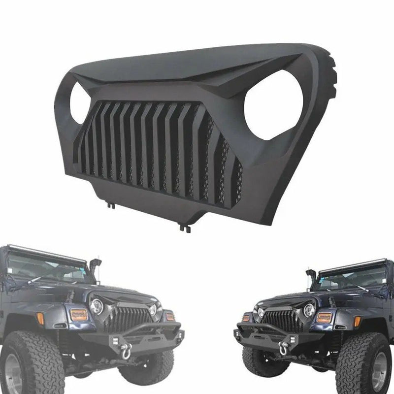 Matte Black Front Grill Grid W/Mesh For Jeep Wrangler TJ LJ