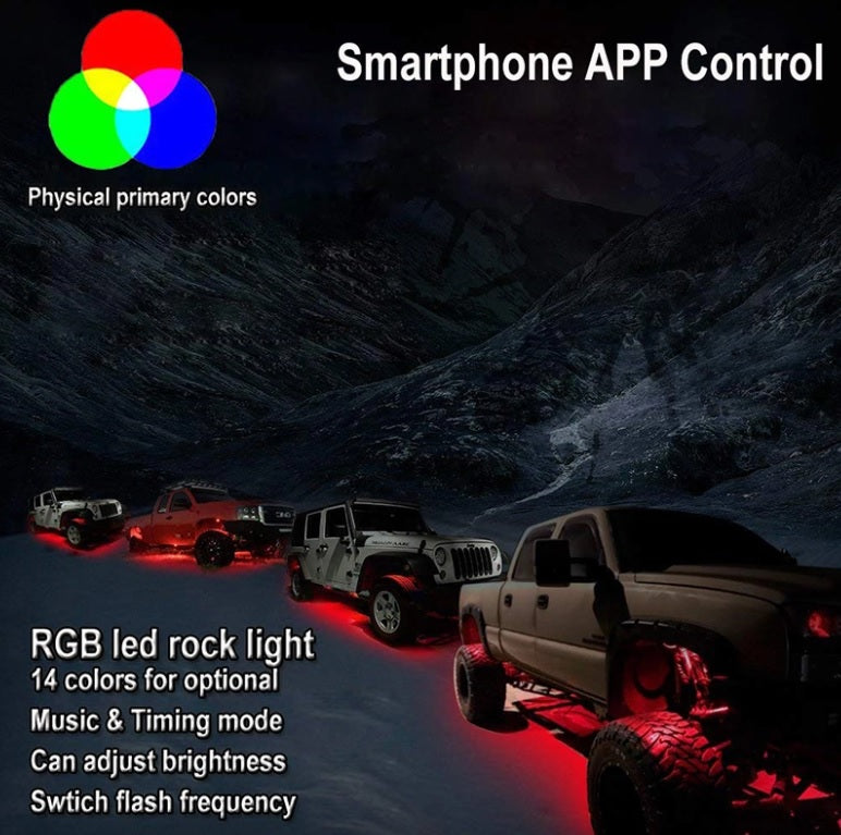 RGB LED Bluetooth Rock Lights (4pc) - Led Light RMOriginal RGB Accessories